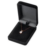 14K Solid Rose Gold Pendant Necklace | Round Cut Cubic Zirconia Solitaire | 1.0 Carat | 18 Inch .60mm Box Link Chain