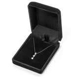 14K Solid White Gold Pendant Necklace | Round Cut Cubic Zirconia 3-Stone "Trilogy" | .22 CTW, Diamond Equivalent | 18 Inch Box Link Chain