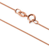 14K Solid Rose Gold Pendant Necklace | Round Cut Cubic Zirconia Solitaire | 1.0 Carat | 16 Inch .60mm Box Link Chain