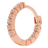 14K Solid Rose Gold Round Cut Huggie Hoop Cubic Zirconia Earrings 12mm (.20 CTW), With Gift Box