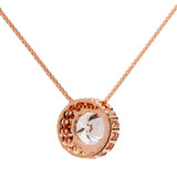 14K Solid Rose Gold Pendant Necklace | Round "Halo" Cubic Zirconia Solitaire | 1.0 CT center, 1.24 CTW | 16 Inch .60mm Box Link Chain