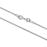 14K Solid White Gold Necklace | Box Link Chain | 16 Inch Length | 1.0mm Thick
