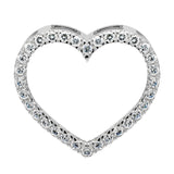 14K Solid White Gold Open Heart Pendant | Pave Round Cut Cubic Zirconia Pendant | .35 CTW | Pendant Only | With Gift Box