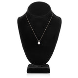 14K Solid White Gold Pendant Necklace | Round Cut Cubic Zirconia Solitaire | 2.0 Carat | 16 Inch .60mm Box Link Chain