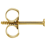 Single Earring Back Replacement |14K Solid Yellow Gold | Threaded Push on-Screw off |Quality Die Struck | Post Size .032" | 1 Back