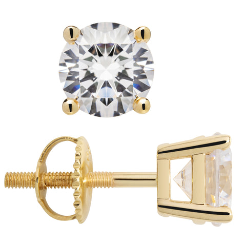 Solid 14k Gold Ear Studs Cubic Zirconia Diamonds Solid Gold 