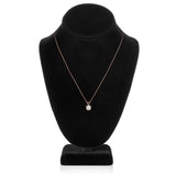 14K Solid Rose Gold Pendant Necklace | Round Cut Cubic Zirconia Solitaire | 1.0 Carat | 18 Inch .60mm Box Link Chain