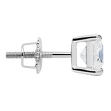 14K Solid White Gold SINGLE Stud Earring | Princess Cut Cubic Zirconia | Screw Back Post | .50 Carat