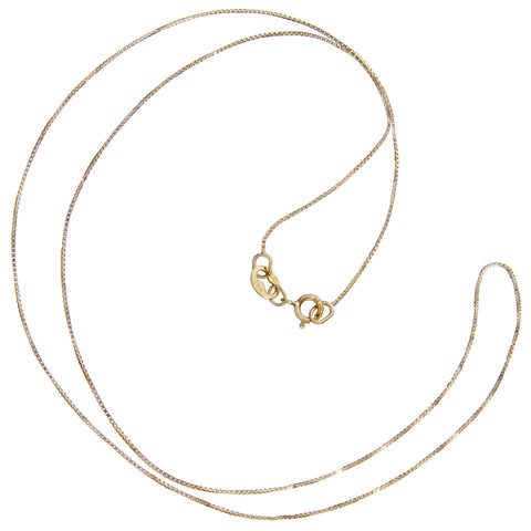 14K Solid Yellow Gold Necklace | Box Link Chain | 16 Inch Length | .60mm Thick