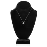 14K Solid White Gold Pendant Necklace | Round "Halo" Cubic Zirconia Solitaire | 1.0 CT center, 1.24 CTW | 16 Inch .60mm Box Link Chain