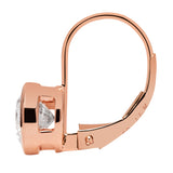 14K Solid Rose Gold Earrings | Round Cut Bezel Set Cubic Zirconia | Leverback Drop Dangle Setting | 2.0 CTW