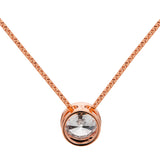 14K Solid Rose Gold Pendant Necklace | Bezel Set Round Cut Cubic Zirconia Solitaire | 1.5 Carat | 18 Inch 1.0mm Box Link Chain