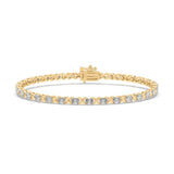 Round Cut Forever Brilliant Created Moissanite set in Solid 14K Yellow Gold Bracelet