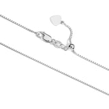 14K White Gold Box Link Chain Necklace | Adjustable 22 Inch Length | .85 mm Thick