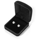 14K Solid White Gold | Round Cut Cubic Zirconia Stud Earrings | .92 CTW Bezel Set | Screw Posts