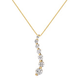 14K Solid Yellow Gold Pendant Necklace | Round Cut Cubic Zirconia "Journey" 7-Stone | .48 CTW | 18 Inch Box Link Chain