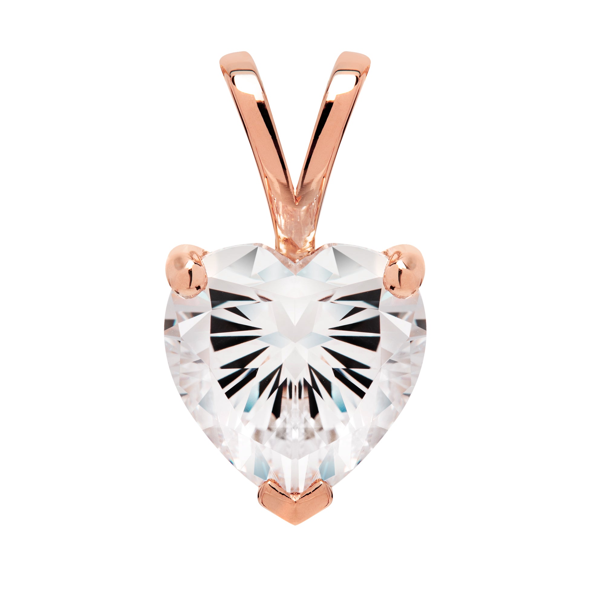 14K Solid Gold Cubic Zirconia Heart Pendants with Box Link