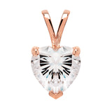 14K Solid Rose Gold Pendant Only | Heart Cut Cubic Zirconia Solitaire | 2.0 Carat