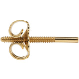 Single Earring Back Replacement |14K Solid Yellow Gold | Threaded Push on-Screw off |Quality Die Struck | Post Size .0375" | 1 Back