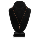 14K Solid Rose Gold Key to my Heart Pendant | Pave Round Cut Cubic Zirconia Pendant| .20 CTW | 18 Inch Box Link Chain | With Gift Box