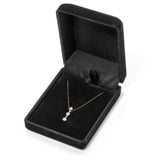 14K Solid Yellow Gold Pendant Necklace | Round Cut Cubic Zirconia 3-Stone "Trilogy" | .22 CTW, Diamond Equivalent | 16 Inch Box Link Chain