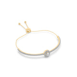 Round Cut Forever Brilliant Created Moissanite set in Solid 14K Yellow Gold Bracelet