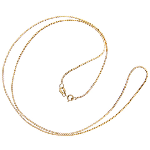 14K Solid Yellow Gold Necklace | Box Link Chain | 20 Inch Length | 1.0mm Thick
