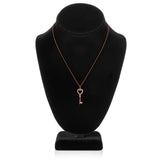 14K Solid Rose Gold Key to my Heart Pendant | Pave Round Cut Cubic Zirconia Pendant| .20 CTW | 16 Inch Box Link Chain | With Gift Box