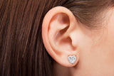14K Solid Rose Gold Stud Earrings | Heart Cut Cubic Zirconia | Screw Back Posts | 1.5 CTW
