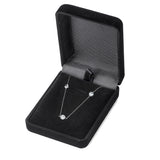 Sterling Silver Cubic Zirconia Station Necklace | 18 Inch Length Cable Rolo Chain