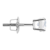 14K Solid White Gold SINGLE Stud Earring | Round Cut Cubic Zirconia | Screw Back Post | .25 Carat