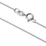 14K Solid White Gold Necklace | Box Link Chain | 16 Inch Length | .60mm Thick