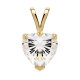 14K Solid Yellow Gold Pendant Only | Heart Cut Cubic Zirconia Solitaire | 2.0 Carat