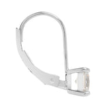 14K Solid White Gold Earrings | Princess Cut Cubic Zirconia | Leverback Drop Dangle Basket Setting | 1.0 CTW