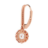 14K Solid Rose Gold Leverback Earrings | Round "Halo" Cubic Zirconia | Drop Dangle Basket Setting | .63 CT center, 1.0 CTW each, 2.0 CTW pair