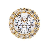 14K Solid Yellow Gold Pendant Only | Round "Halo" Cubic Zirconia Solitaire | 1.24 CTW