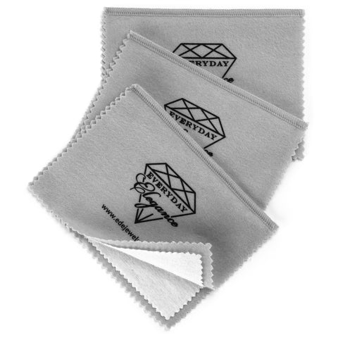 Premium Jewelry Cleaning Cloths for Silver Gold & Platinum, 6" x 8" each, Two Layer, Set of 3