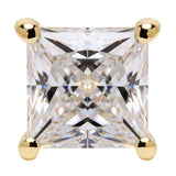 14K Solid Yellow Gold Stud Earrings | Princess Cut Cubic Zirconia | Screw Back Posts | 1.0 CTW