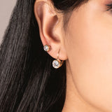 14K Solid Yellow Gold Earrings | Round Cut Bezel Set Cubic Zirconia | Leverback Drop Dangle Setting | 2.0 CTW