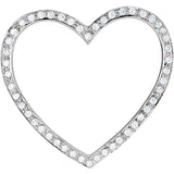 Sterling Silver Cubic Zirconia 19x15 mm Heart Pendant Only | .164 Carat Total Weight | With Gift Box