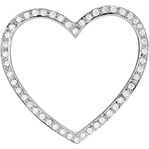 Sterling Silver Cubic Zirconia 19x15 mm Heart Pendant Only | .164 Carat Total Weight | With Gift Box