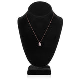 14K Solid Rose Gold Pendant Necklace | Princess Cut Cubic Zirconia Solitaire | 2 Carat | 16 Inch .60mm Box Link Chain
