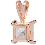14K Solid Rose Gold Pendant Only | Princess Cut Cubic Zirconia Solitaire | 1.0 Carat