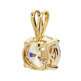 14K Solid Yellow Gold Pendant Only | Round Cut Cubic Zirconia Solitaire | 2.0 Carat