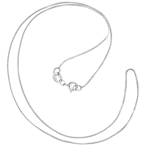 14K Solid White Gold Necklace | Box Link Chain | 14 Inch Length | .60mm Thick