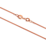 14K Solid Rose Gold Necklace | Box Link Chain | 16 Inch Length | 1.0mm Thick