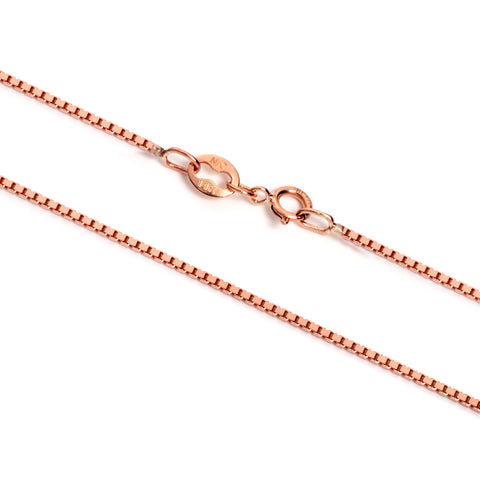 14K Solid Rose Gold Necklace, Box Link Chain, 16
