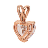 14K Solid Rose Gold Pendant Only | Heart Cut Cubic Zirconia Solitaire | 2.0 Carat