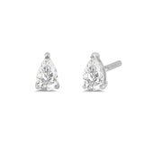 14K Solid White Gold Solitaire Stud Earrings | Pear Cut Cubic Zirconia | Screw Back Posts | 0.5 CTW | With Gift Box