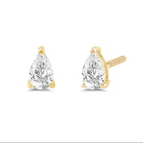 14K Solid Yellow Gold Solitaire Stud Earrings | Pear Cut Cubic Zirconia | Screw Back Posts | 0.5 CTW | With Gift Box